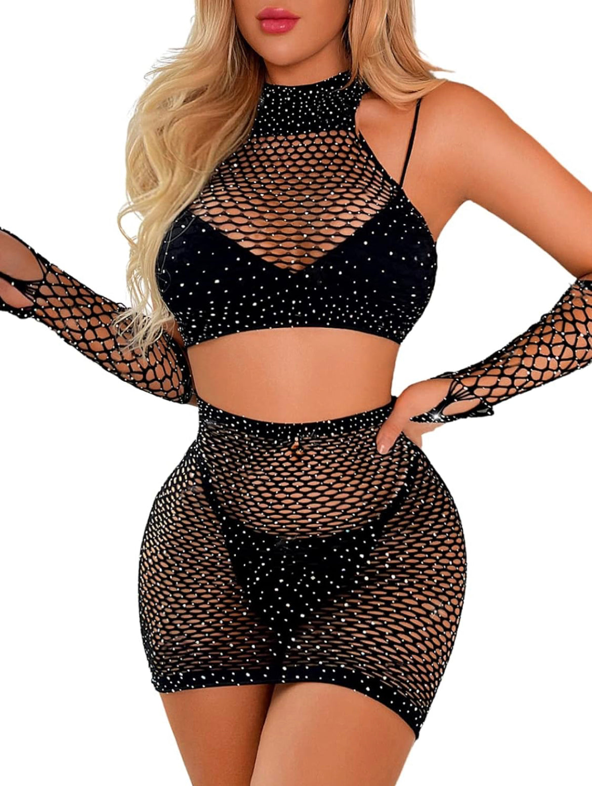 3-Piece Fishnet Set